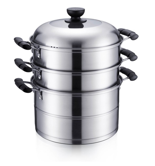 蒸滋味不銹鋼三層復(fù)底蒸鍋